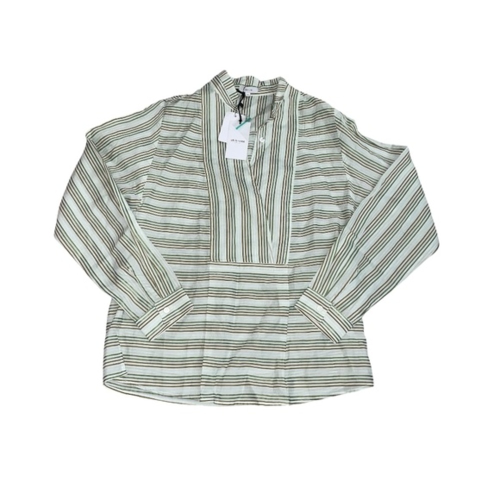 IRIS & INK Sierra Pleated Striped Cotton-Blend Blouse